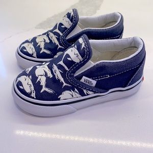 Vans Toddler Glow Sharks Slip On Shoes, Size 5, Blue Canvas